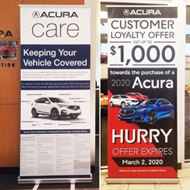 Banners customized with car dealership graphics