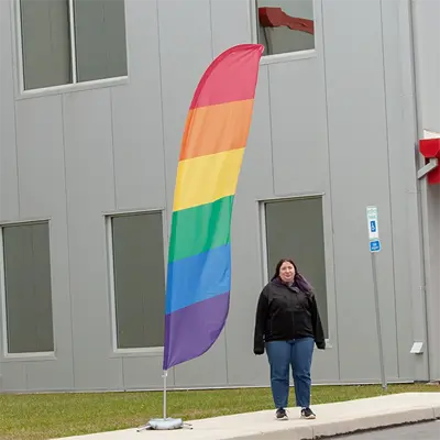 rainbow feather flag