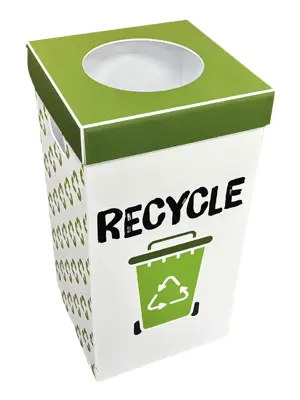 cardboard trash can with lid and drop hole
