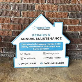 house shaped sign