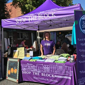 personalized pop up tent with purple design